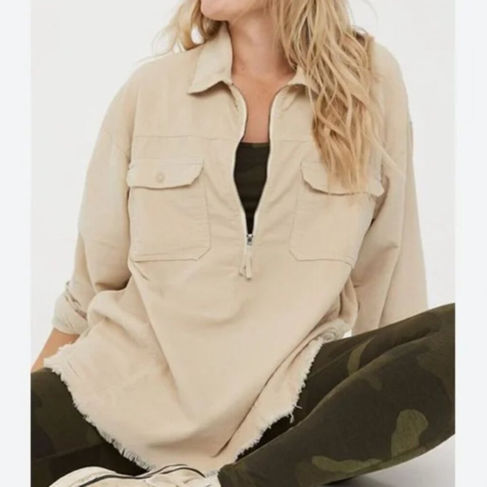 Tan Aerie offline quarter zip corduroy pullover, size XL (extra large)